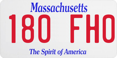 MA license plate 180FH0