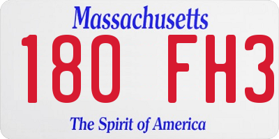 MA license plate 180FH3