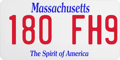 MA license plate 180FH9