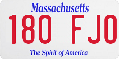 MA license plate 180FJ0