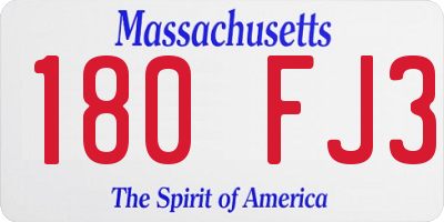 MA license plate 180FJ3