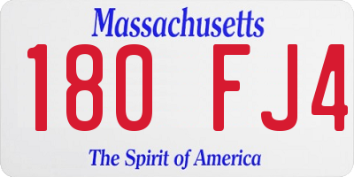 MA license plate 180FJ4