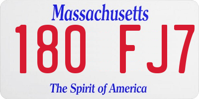 MA license plate 180FJ7