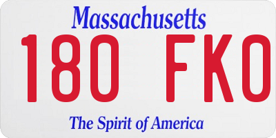 MA license plate 180FK0