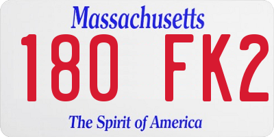 MA license plate 180FK2