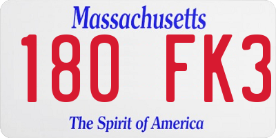 MA license plate 180FK3