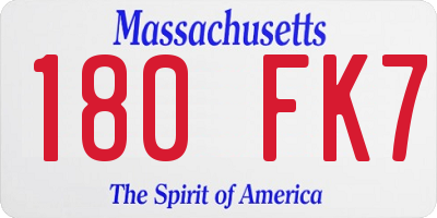 MA license plate 180FK7