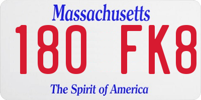 MA license plate 180FK8