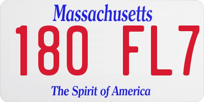 MA license plate 180FL7