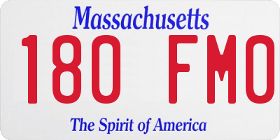 MA license plate 180FM0