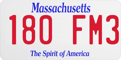 MA license plate 180FM3