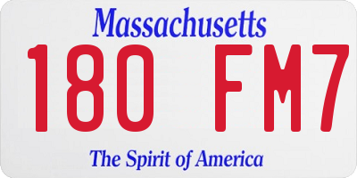 MA license plate 180FM7