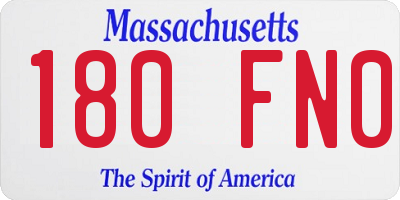 MA license plate 180FN0