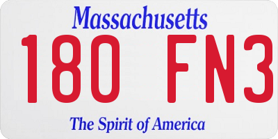 MA license plate 180FN3