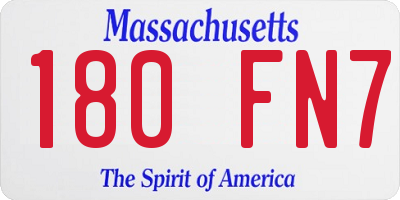 MA license plate 180FN7