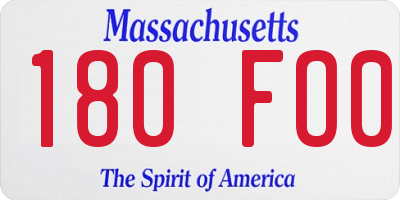 MA license plate 180FO0