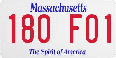 MA license plate 180FO1