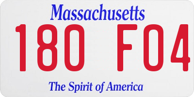 MA license plate 180FO4