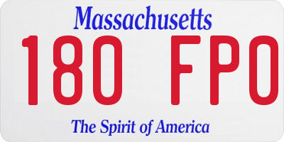 MA license plate 180FP0