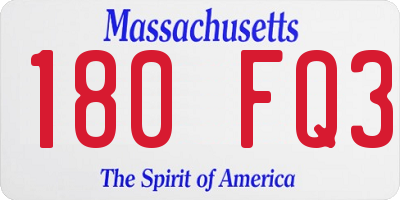 MA license plate 180FQ3