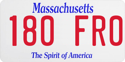 MA license plate 180FR0