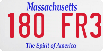 MA license plate 180FR3