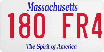 MA license plate 180FR4