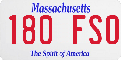 MA license plate 180FS0