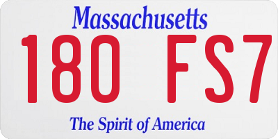 MA license plate 180FS7