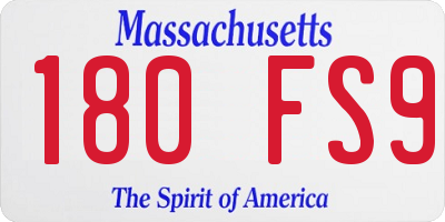 MA license plate 180FS9