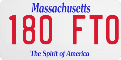 MA license plate 180FT0