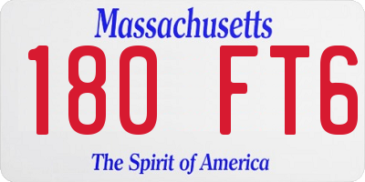MA license plate 180FT6