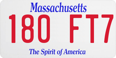 MA license plate 180FT7
