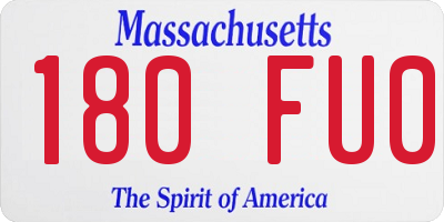 MA license plate 180FU0
