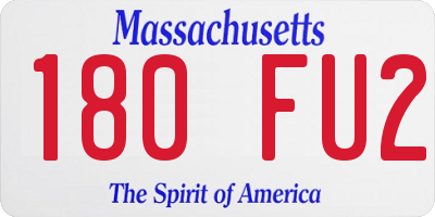 MA license plate 180FU2