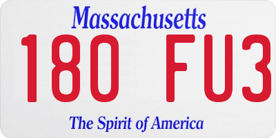 MA license plate 180FU3