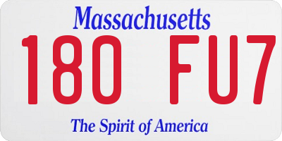 MA license plate 180FU7