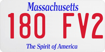 MA license plate 180FV2