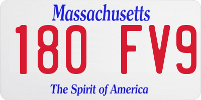 MA license plate 180FV9