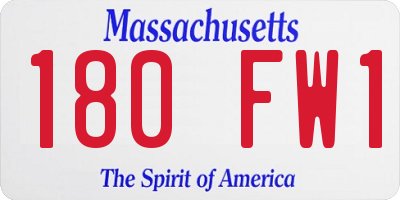 MA license plate 180FW1