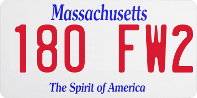 MA license plate 180FW2