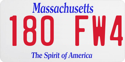 MA license plate 180FW4