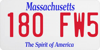 MA license plate 180FW5