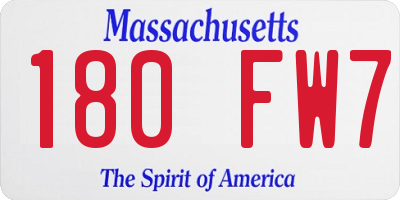 MA license plate 180FW7