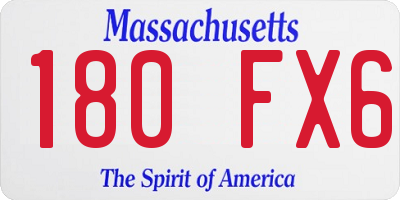 MA license plate 180FX6