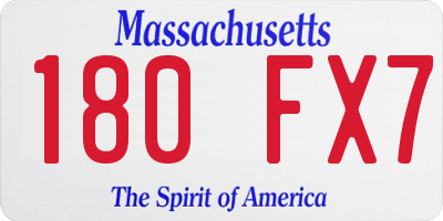 MA license plate 180FX7