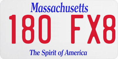 MA license plate 180FX8