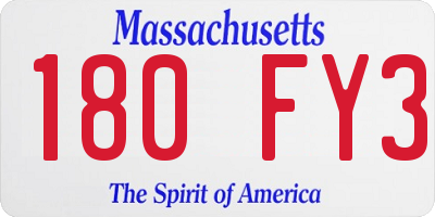 MA license plate 180FY3
