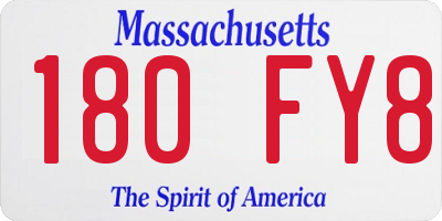 MA license plate 180FY8