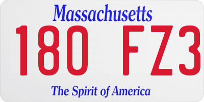 MA license plate 180FZ3